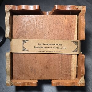 Wooden Coaster Set - Brown